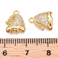 Christmas Theme Brass Pave Clear Cubic Zirconia Charms&nbsp;KK-T073-05G