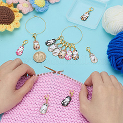 12Pcs 6 Colors Cat Alloy Enamel Pendant Locking Stitch Markers&nbsp;HJEW-HY00105