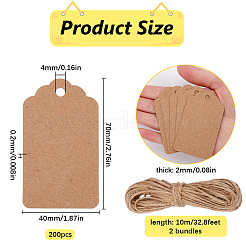 200Pcs Rectangle Kraft Paper Gift Tags&nbsp;CDIS-SP0001-11