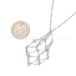 304 Stainless Steel Empty macrame Pouch Pendant Singapore Chain Necklaces&nbsp;NJEW-JN05285-03