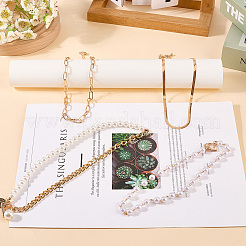 Alloy & Imitaiton Pearl Necklaces Set&nbsp;NJEW-WH20007-02C