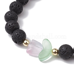 Natural Lava Rock Round Beaded Stretch Bracelets&nbsp;BJEW-JB10207