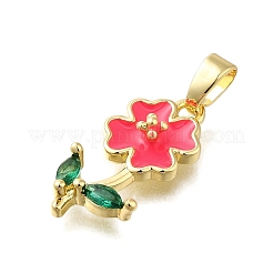Brass Micro Pave Cubic Zirconia Pendants&nbsp;KK-V002-24G-03