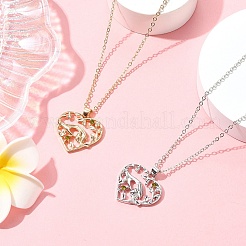 2Pcs 2 Colors Mom Daughter Hand in Hand Family Heart Alloy Pendant Necklaces&nbsp;NJEW-FS0001-10A