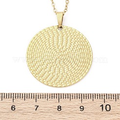 Flat Round 304 Stainless Steel Pendant Necklaces&nbsp;NJEW-M096-28G