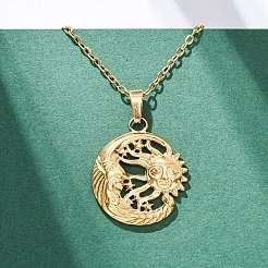 Moon & Star & Sun 304 Stainless Steel Pendant Necklaces&nbsp;NJEW-H059-14G