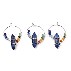Natural & Synthetic Mixed Gemstone Double Terminal Pointed Big Pendants&nbsp;G-Z033-07P