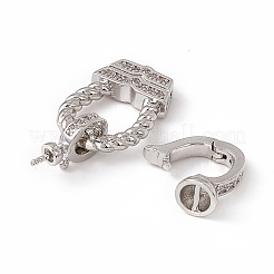 Brass Micro Pave Clear Cubic Zirconia Fold Over Clasps&nbsp;KK-K271-09P