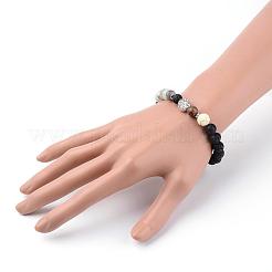Natural Lava Rock Beads Stretch Bracelets&nbsp;BJEW-JB03394-01