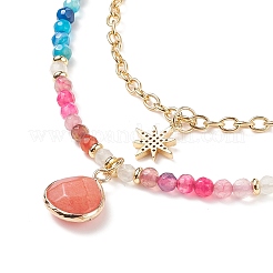 Teardrop Natural Agate Beads & White Jade Pendant Necklace Sets&nbsp;NJEW-JN04093