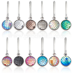 12Pcs 12 Colors Mermaid Scale Alloy Resin Zipper Pulls Charms&nbsp;FIND-CY0002-30