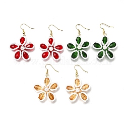 Glass Flower Dangle Earrings&nbsp;EJEW-TA00715