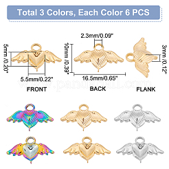18Pcs 3 Colors 304 Stainless Steel Pendant Rhinestone Settings&nbsp;STAS-UN0044-61