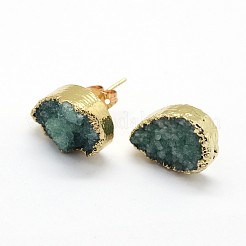Natural Druzy Quartz Stud Earrings&nbsp;EJEW-P164-B02