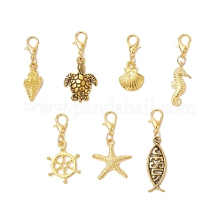7Pcs Ocean Series Tibetan Style Alloy Pendant Decorations&nbsp;HJEW-JM03897