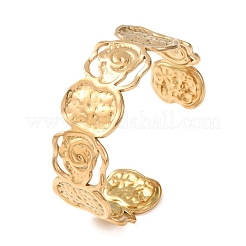 304 Stainless Steel Hollow Rose Flower Open Cuff Bangles for Women&nbsp;SA-CBABC9E-01G