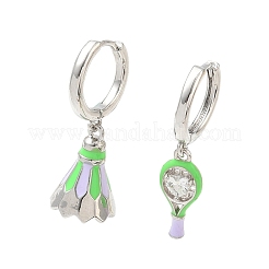 Brass Micro Pave Cubic Zirconia Dangle Hoop Earrings for Women&nbsp;EJEW-A168-07P-01