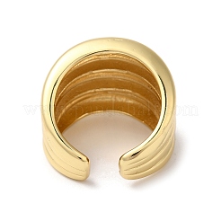 Rack Plating Brass Grooved Open Cuff Rings&nbsp;RJEW-S407-03G