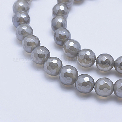 Electroplated Natural Grey Agate Beads Strands&nbsp;LS-G-G724-8mm