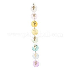 Flat Round Natural Capiz Shell Hanging Suncatchers&nbsp;HJEW-JM04659