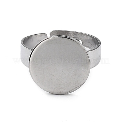 Non-Tarnish Adjustable 304 Stainless Steel Finger Rings Components&nbsp;STAS-F149-21P-E