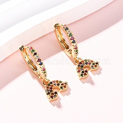 Rainbow Brass Micro Pave Cubic Zirconia Hoop Earrings&nbsp;EJEW-F384-13G