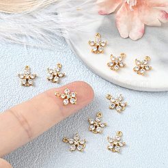 SHEGRACE Brass Pave Clear Cubic Zirconia Connector Charms&nbsp;XGRQ7H338-954G