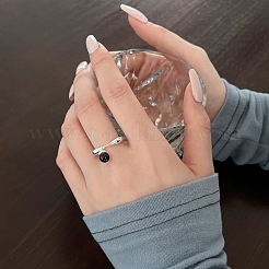 S925 Sterling Silver Open Cuff Ring for Women&nbsp;RJEW-M164-03