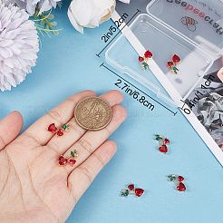 8Pcs Brass Dark Red & Green Cubic Zirconia Pendants&nbsp;ZIRC-BBC0001-98