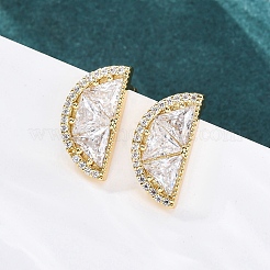Brass Micro Pave Clear Cubic Zirconia Stud Earrings&nbsp;EJEW-Q015-15G
