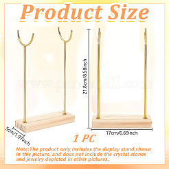 Alloy Crystal Wand Display Stands with Wooden Base&nbsp;BDIS-WH0014-07B-G