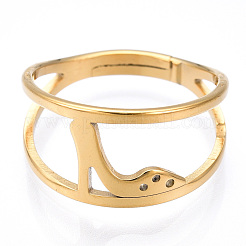 Ion Plating(IP) 304 Stainless Steel High-Heeled Shoes Adjustable Ring for Women&nbsp;RJEW-T027-07G