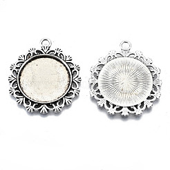 Tibetan Style Alloy Pendant Cabochon Settings&nbsp;TIBE-S322-004AS-RS