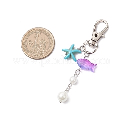 7Pcs Starfish Synthetic Turquoise & Glass Fish Beads Pendant Decorations&nbsp;HJEW-JM04134