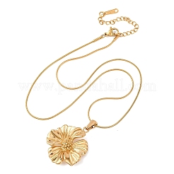 304 Stainless Steel Flower Pendant Snake Chain Necklaces for Women&nbsp;NJEW-F354-11B-G