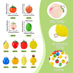 48Pcs 12 Styles Fruit Theme Opaque Resin Pendants&nbsp;RESI-TA0005-58
