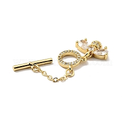 Rack Plating Brass Micro Pave Clear Cubic Zirconia Toggle Clasps&nbsp;KK-E034-35G