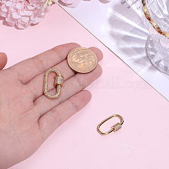 2Pcs 2 Styles Brass & Rhinestone & Cubic Zirconia Locking Carabiner&nbsp;KK-ME0004-97A