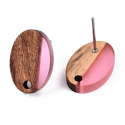 Resin & Walnut Wood Stud Earring Findings&nbsp;MAK-N032-004A-A04