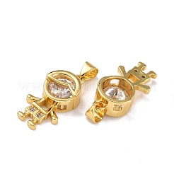 Brass Micro Pave Clear Cubic Zirconia Pendants&nbsp;ZIRC-A021-62G