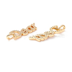 Brass Micro Pave Clear Cubic Zirconia Pendants&nbsp;ZIRC-Z019-33G-NR