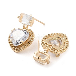 Brass with Glass Dangle Stud Earrings&nbsp;EJEW-Q800-13KCG