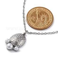 Anti-Tarnish 304 Stainless Steel & Plastic Pearl Paw Print Pendant Cable Chain Necklaces for Women&nbsp;STAS-Z114-16P