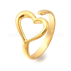 Hollow Heart 304 Stainless Steel Adjustable Open Cuff Rings for Women&nbsp;RJEW-M103-01B-G