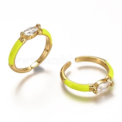 Brass Enamel Cuff Rings&nbsp;RJEW-C100-35G-D