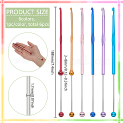 6Pcs 6 Colors 201 Stainless Steel Beadable Crochet Hooks&nbsp;FIND-FG0004-78