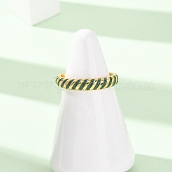Brass Enamel Cuff Open Rings&nbsp;RJEW-P183-07G-M