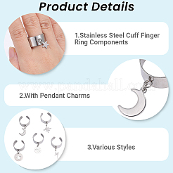 8Pcs 304 Stainless Steel Open Cuff Rings&nbsp;RJEW-SC00001