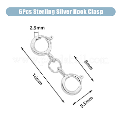 6Pcs 925 Sterling Silver Double Spring Ring Clasps&nbsp;STER-DC0001-17P