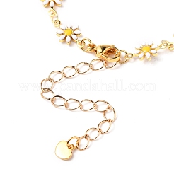 Brass Enamel Daisy Link Bracelets&nbsp;BJEW-JB05674